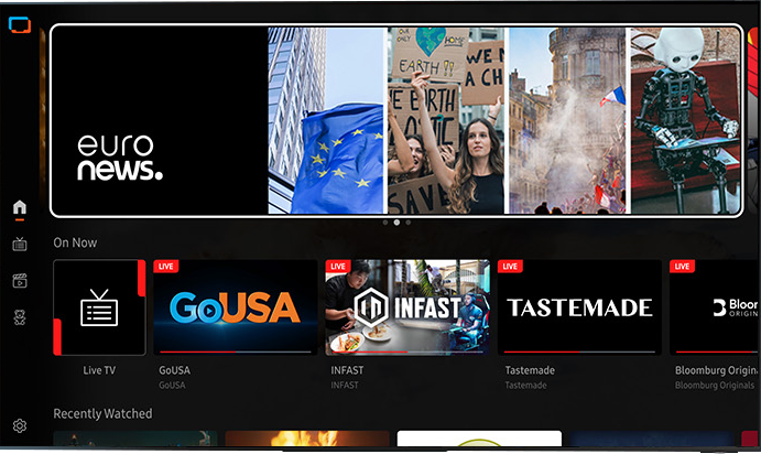 Smart TV interface with Euro News and live channels